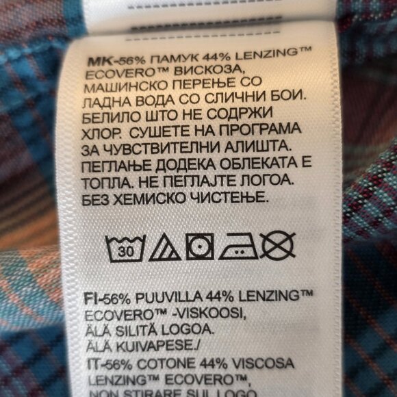 Original Penguin Shirt Mens 2XL Blue Pink Plaid Button Down Mosaic EcoVero Logo - Picture 13 of 16